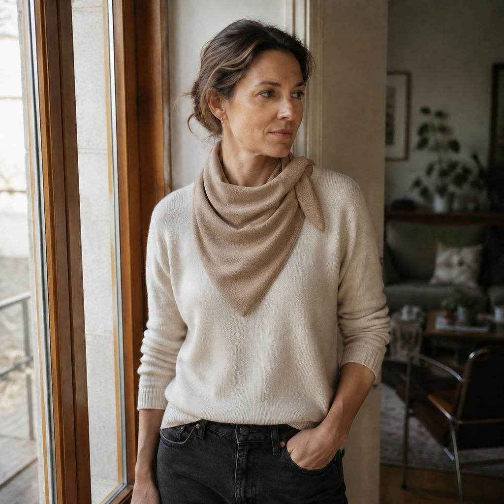ArcFold Crescent Scarf with Hidden Anchor Loop