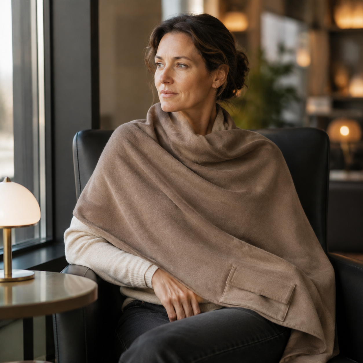 FoldNest Travel Wrap with Integrated Pack-Into Pouch