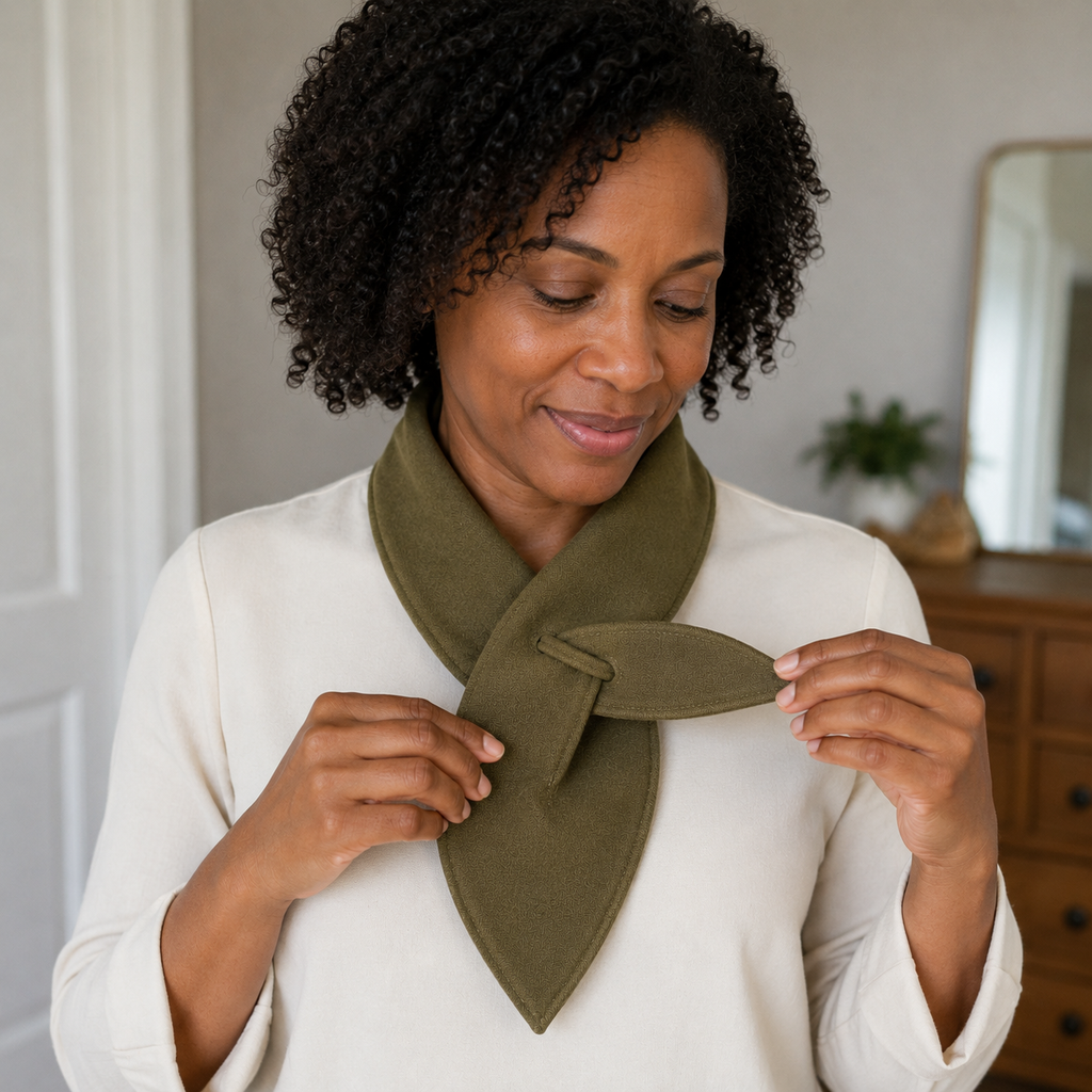 PetalCross Collar Scarf with Interlocking Fabric Tabs