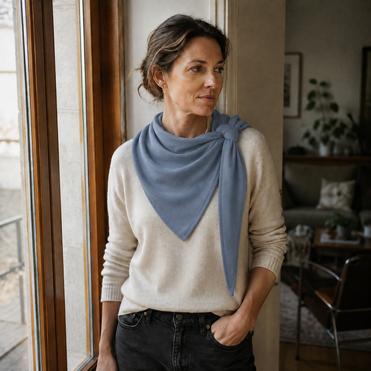 SideLock Asymmetric Scarf with Shoulder Guide Band